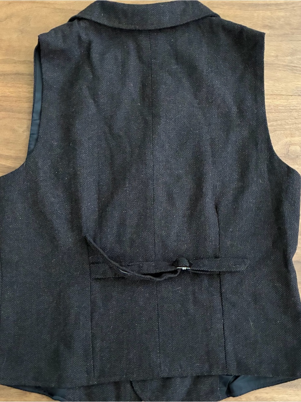 Women's Dark Brown Herringbone Wool Vest - Picture 5 of 8